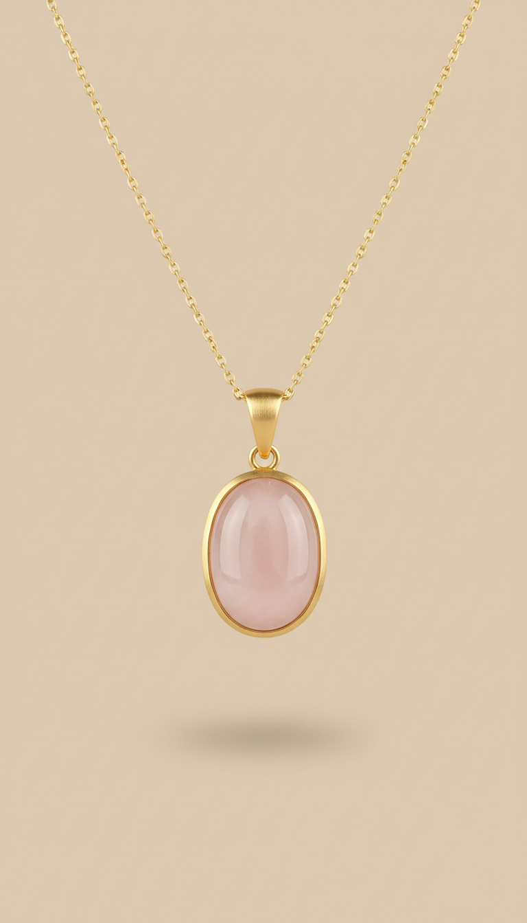 Blush-Quarz-Anhänger mit Kette